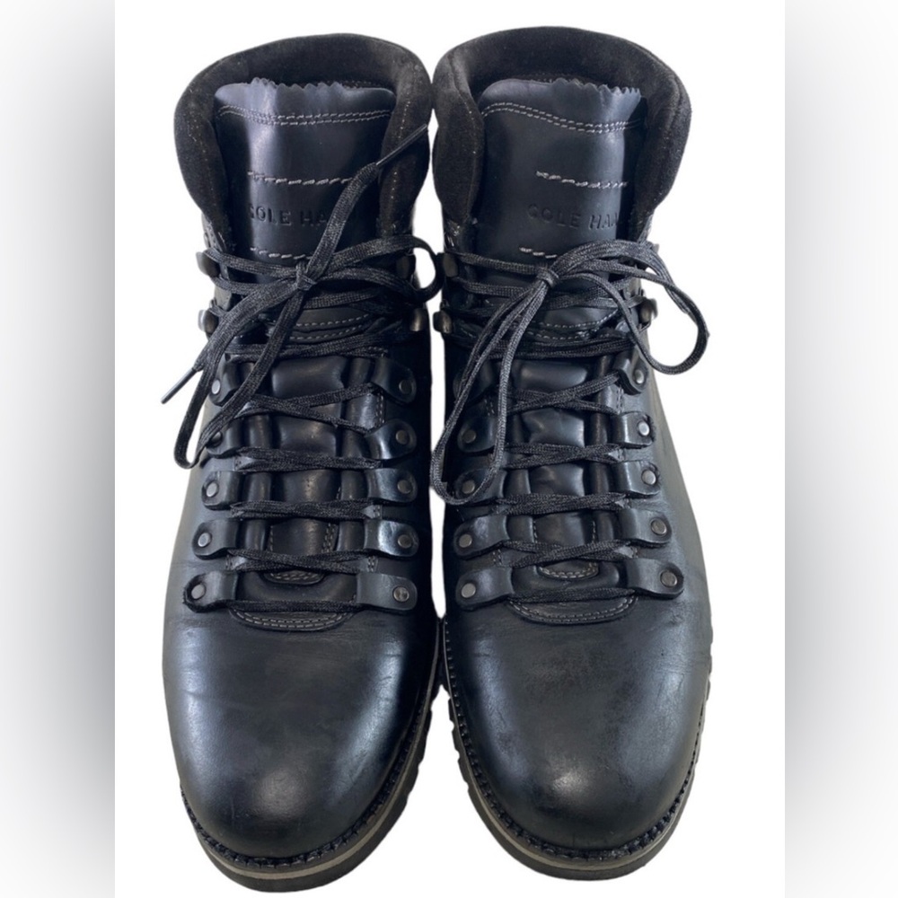 Cole Haan Slightly worn Once Men's Size 12  Black Leather Lace-Up Boots